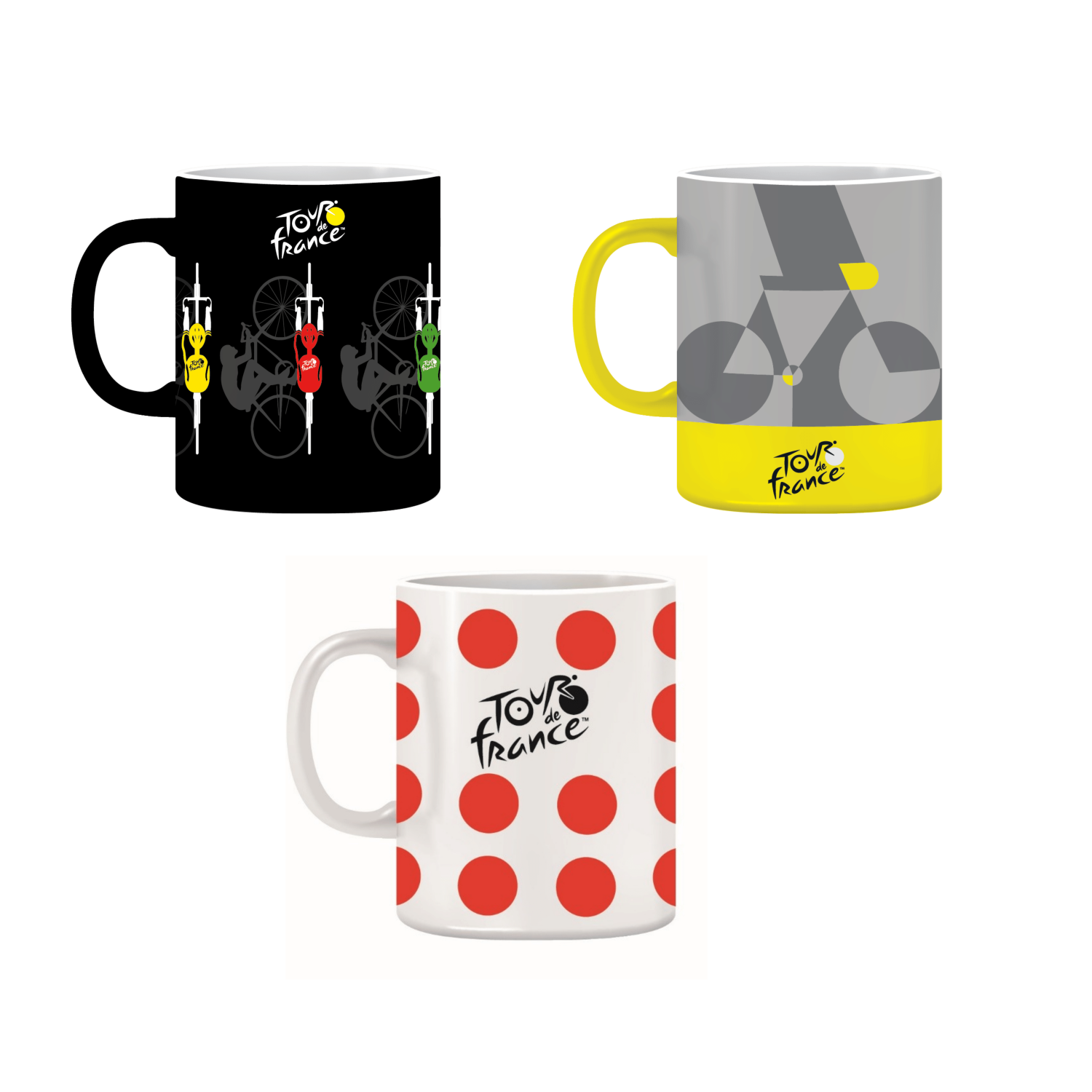 Set De 3 Mugs Tour de France Vélo Maillots Pois