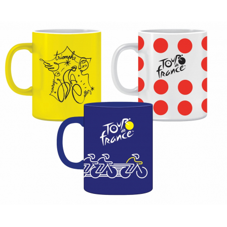 Set De 3 Mugs Tour de France Vélo Pois Affiche